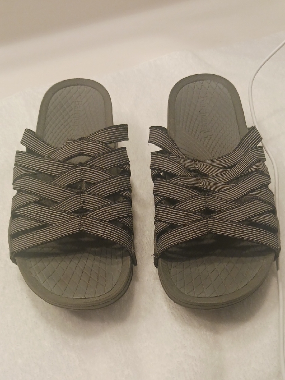 BareTraps Women's Olive Green Strappy Slide Sandals